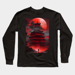 Red moon Japanese palace Long Sleeve T-Shirt